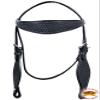 HILASON Western Horse Headstall Genuine American Leather Basket Weave Black | Bridle view 2