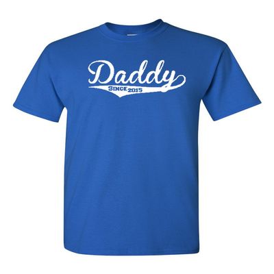 Daddy Since 2015 Adult T-Shirt Tee (XXX Large, Royal Blue)