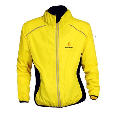 WOLFBIKE Cycling Jacket Jersey Long Sleeve Wind Coat, Color: Yellow, Size: M