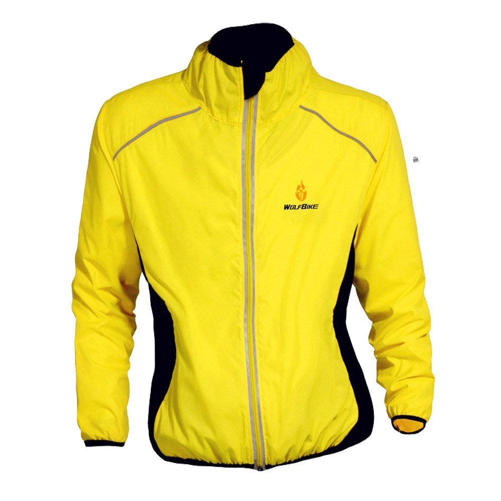 WOLFBIKE Cycling Jacket Jersey Long Sleeve Wind Coat, Color: Yellow, Size: M