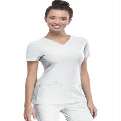 HeartSoul Women's Pitter-Pat V-Neck Scrubs Shirt, White, XX-Small