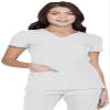 HeartSoul Women's Pitter-Pat V-Neck Scrubs Shirt, White, XX-Small view 2