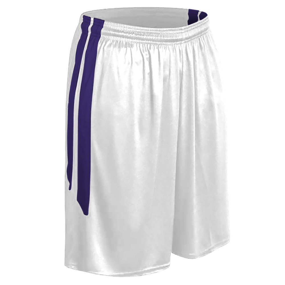 CHAMPRO Dri Gear Muscle Polyester Basketball Short, Youth X-Large, White, Purple
