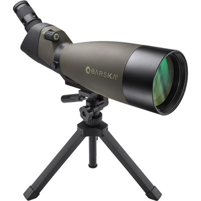 Barska Blackhawk 25-75x100 Angled Spotting Scope  Waterproof, Fogproof, Green Lens, Tripod Included  for Bird Watching, Hunting, Target Shooting, Travel & Outdoor Sports