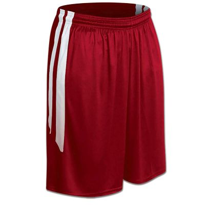Champro Dri Gear Muscle Polyester Basketball Short, Youth Large, Scarlet, White