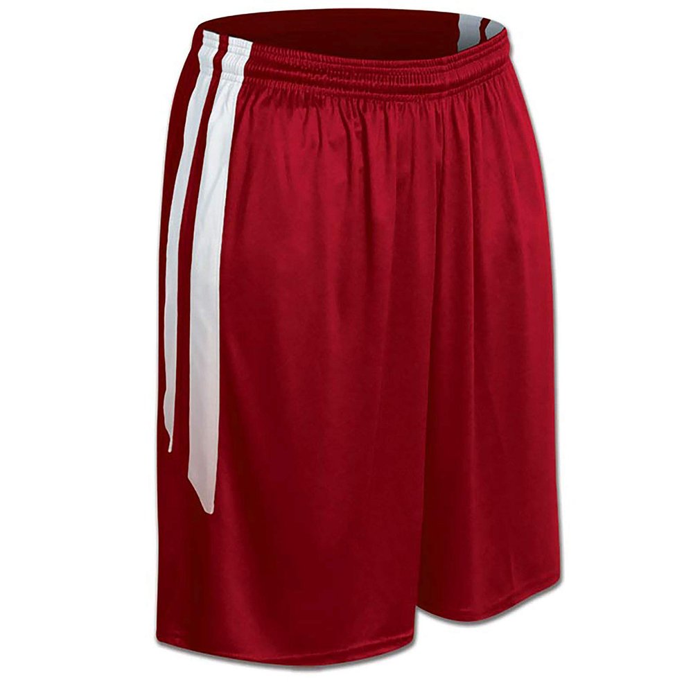 Champro Dri Gear Muscle Polyester Basketball Short, Youth Large, Scarlet, White