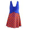 BIKMAN Falbala and Polka Dot Decoration Swimwear Plus Size Bathing Suits for Women (Blue and Orange, XXL(Weight:149lbs-171lbs)) view 1