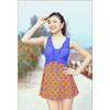 BIKMAN Falbala and Polka Dot Decoration Swimwear Plus Size Bathing Suits for Women (Blue and Orange, XXL(Weight:149lbs-171lbs)) view 2