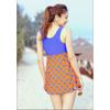 BIKMAN Falbala and Polka Dot Decoration Swimwear Plus Size Bathing Suits for Women (Blue and Orange, XXL(Weight:149lbs-171lbs)) view 3