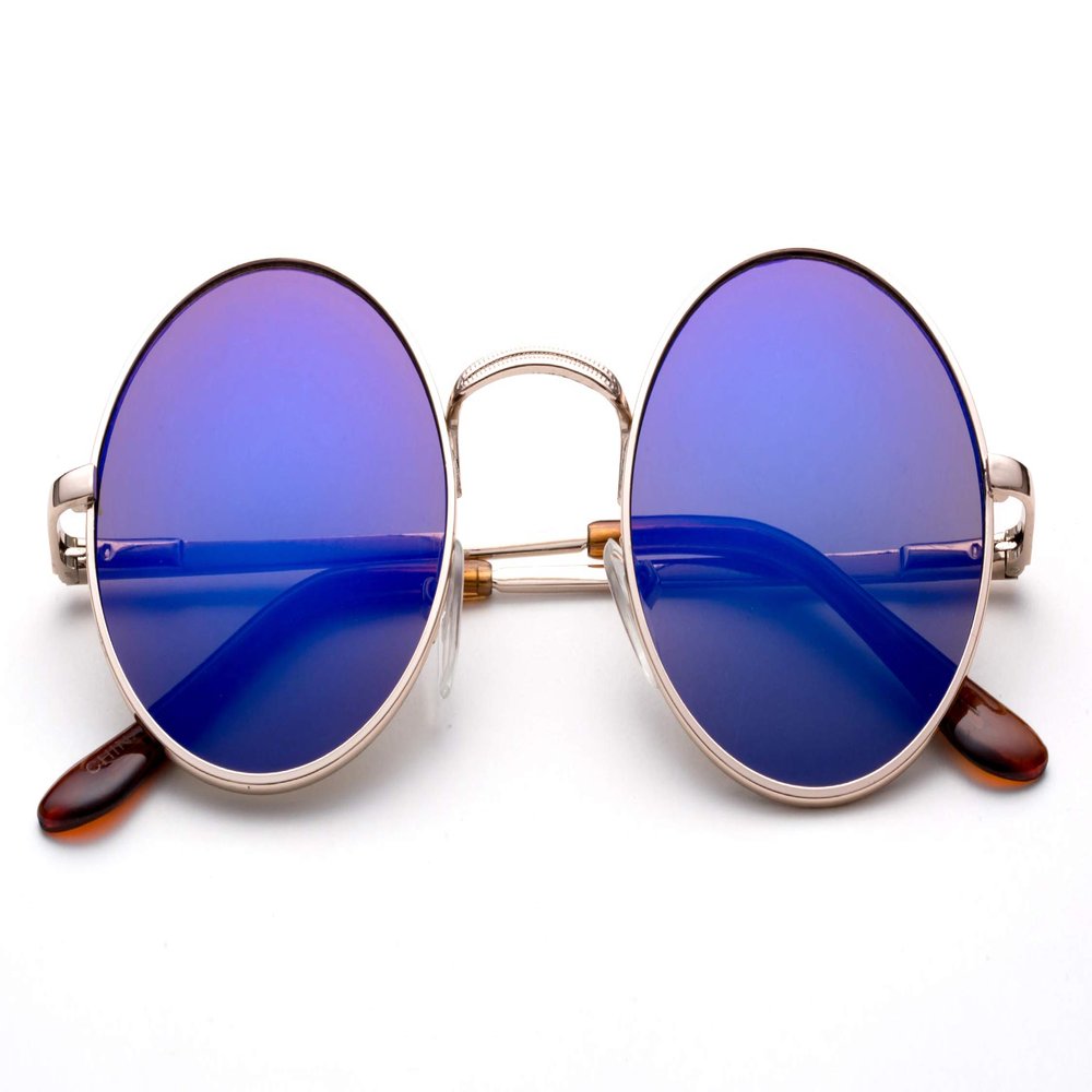 Glasses Hippy Vintage Retro Round Sunglasses & Clear Lens Glasses With Carrying Pouch
