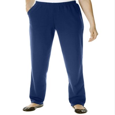 Woman Within Plus Size Petite Straight-Leg Stretch Ponte-Knit Pull-On Pants - 32 WP, Navy