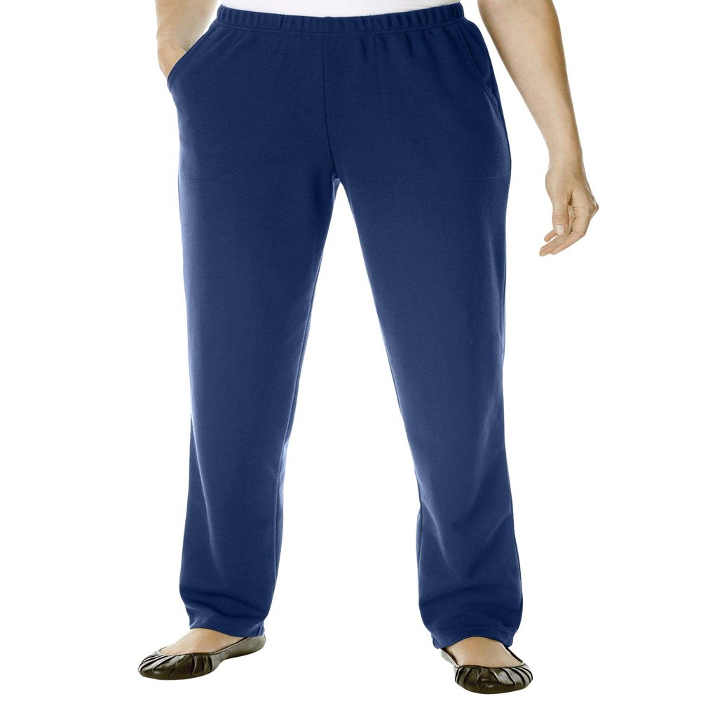 Woman Within Plus Size Petite Straight-Leg Stretch Ponte-Knit Pull-On Pants - 32 WP, Navy