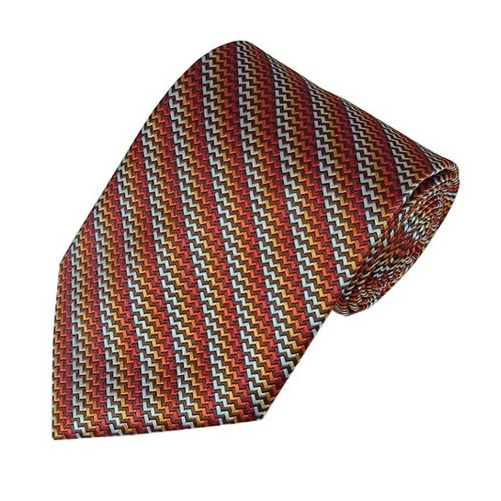 NYFASHION101 Multi Shaded Vertical Chevron Microfiber 2.75" Slim Necktie, Brown