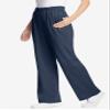 Woman Within Plus Size Tall 7-Day Knit Wide-Leg Pull-On Pants - S, Navy view 3