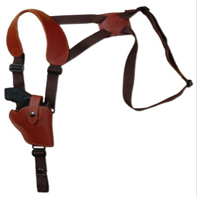 Barsony Burgundy Leather Vertical Cross Harness Shoulder Holster for S&W 396 Right