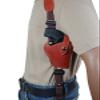 Barsony Burgundy Leather Vertical Cross Harness Shoulder Holster for S&W 396 Right view 2