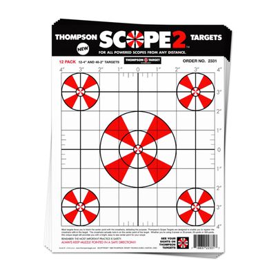 Thompson Target Scope 2 Sight-in 9x12 Inch Premium Ultra Bright Paper Shooting Targets Made in the USA (12 Pack)