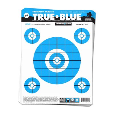 Thompson Target True Blue Low Light 12.5x19 Inch Premium Ultra Bright Paper Shooting Targets Made in the USA (12 Pack)