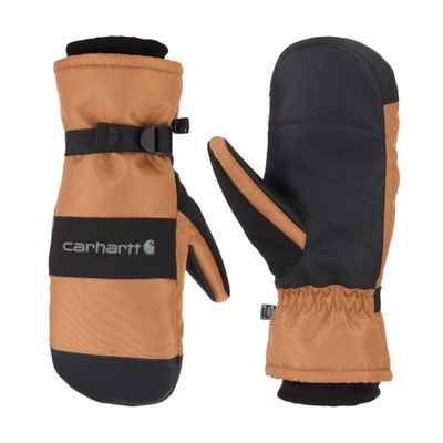 Carhartt Men's Waterproof Insulated Knit Cuff Mitten, Brown/Black, Medium