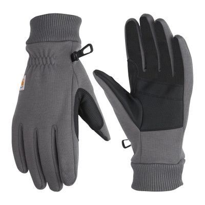 Carhartt Men's Wind Fighter Thermal-Lined Fleece Touch-Sensitive Knit Cuff Glove, Carbon Heather, Small