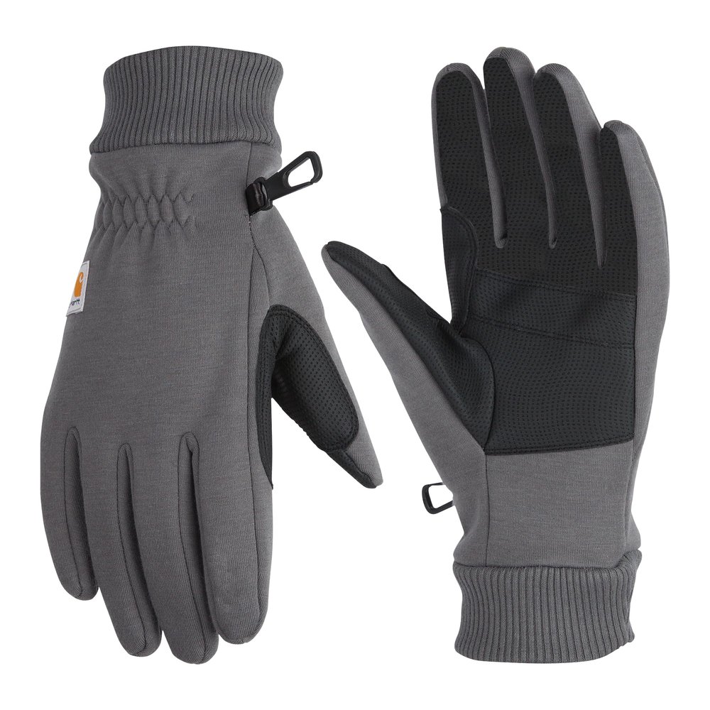 Carhartt Men's Wind Fighter Thermal-Lined Fleece Touch-Sensitive Knit Cuff Glove, Carbon Heather, Small