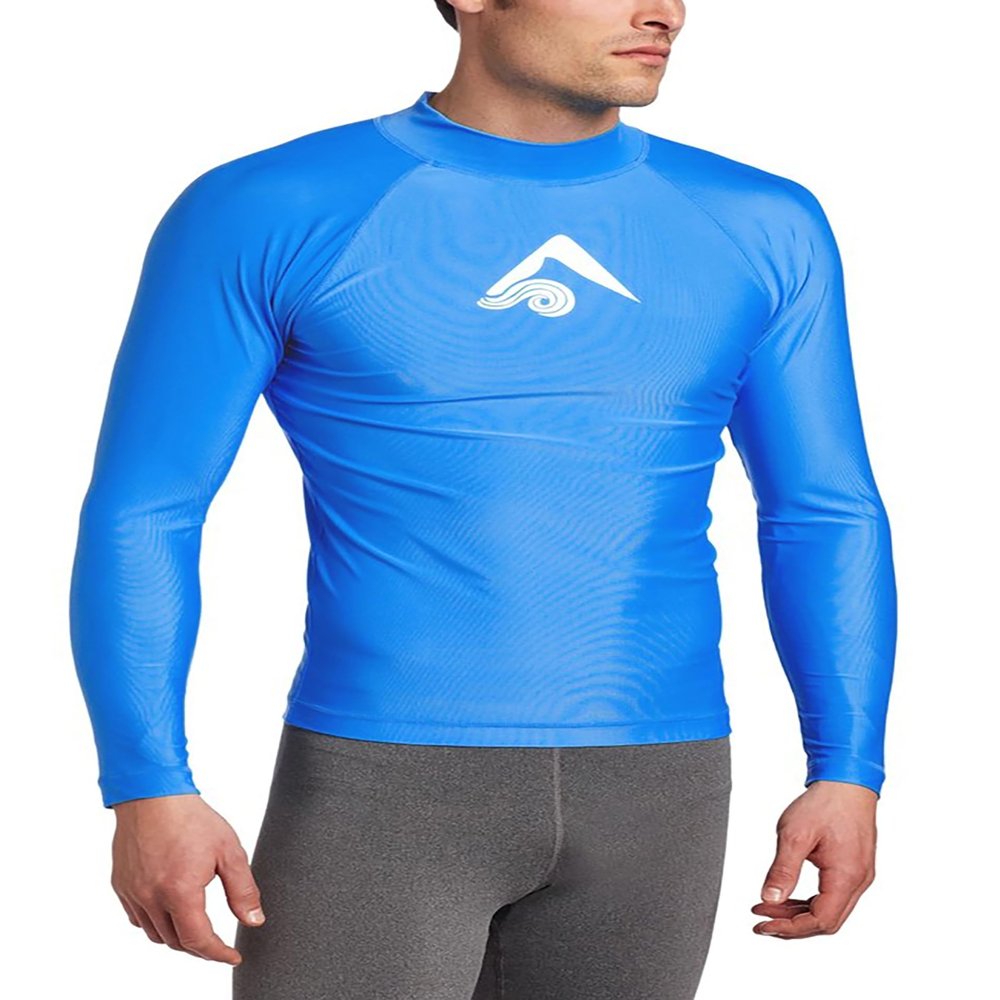 Kanu Surf Men's Long Sleeve Platinum UPF 50+ Rashguard, Royal, Large