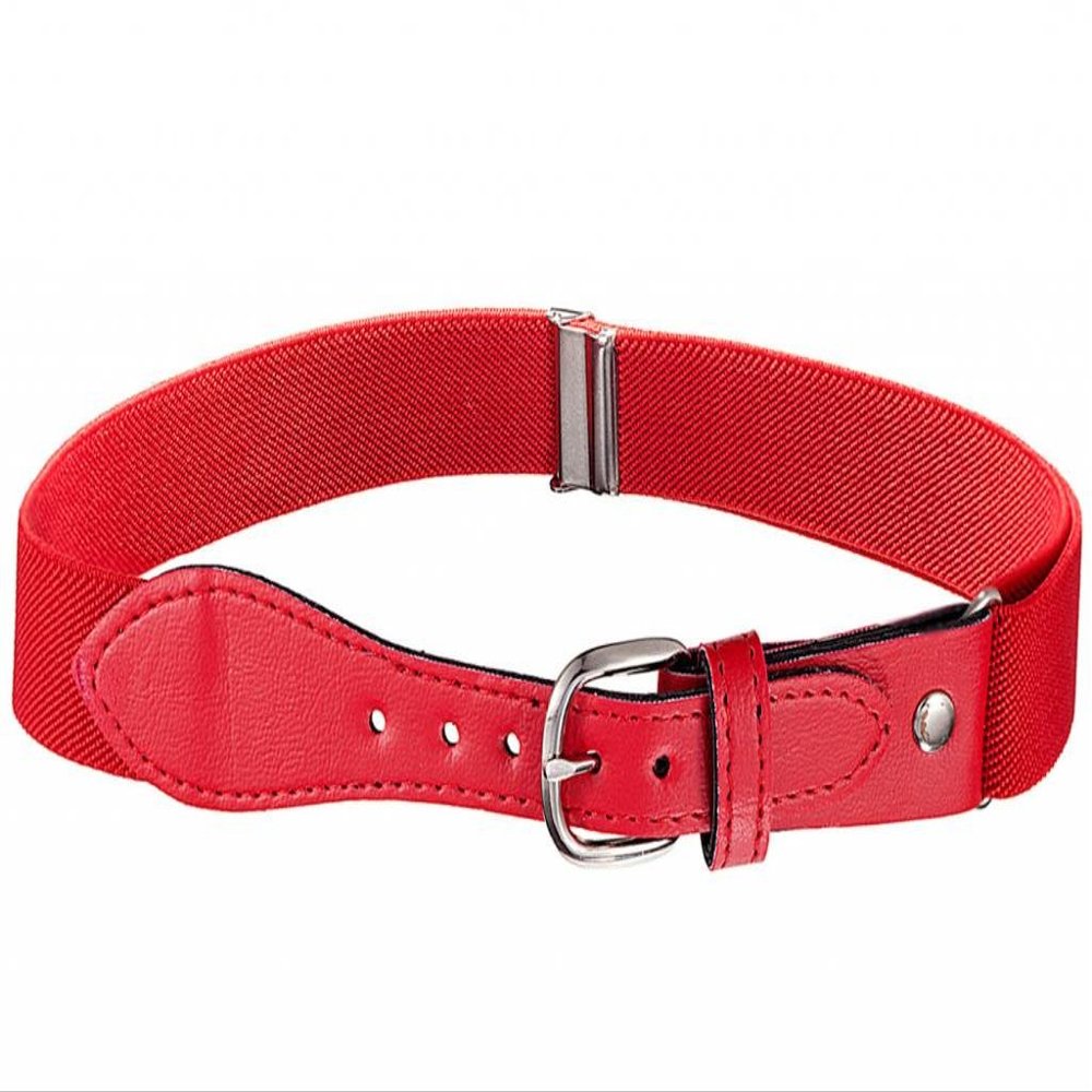Buyless Fashion Kids and Toddler Adjustable Elastic Stretch Belt with Leather Closure - KBLT100-Red