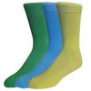 Fine Fit Men's Fancy Colorful Solid Cotton Socks (3 Pairs) (Blue/Green/Yellow) view 1