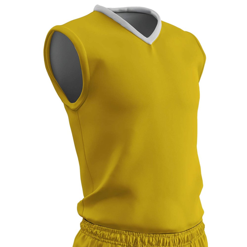 Champro Clutch Z-Cloth, Dri-Gear Reversible Basketball Jersey, Adult X-Large, Gold, White
