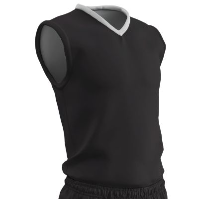 Champro Clutch Z-Cloth, Dri-Gear Reversible Basketball Jersey, Adult 2X-Large, Black, White