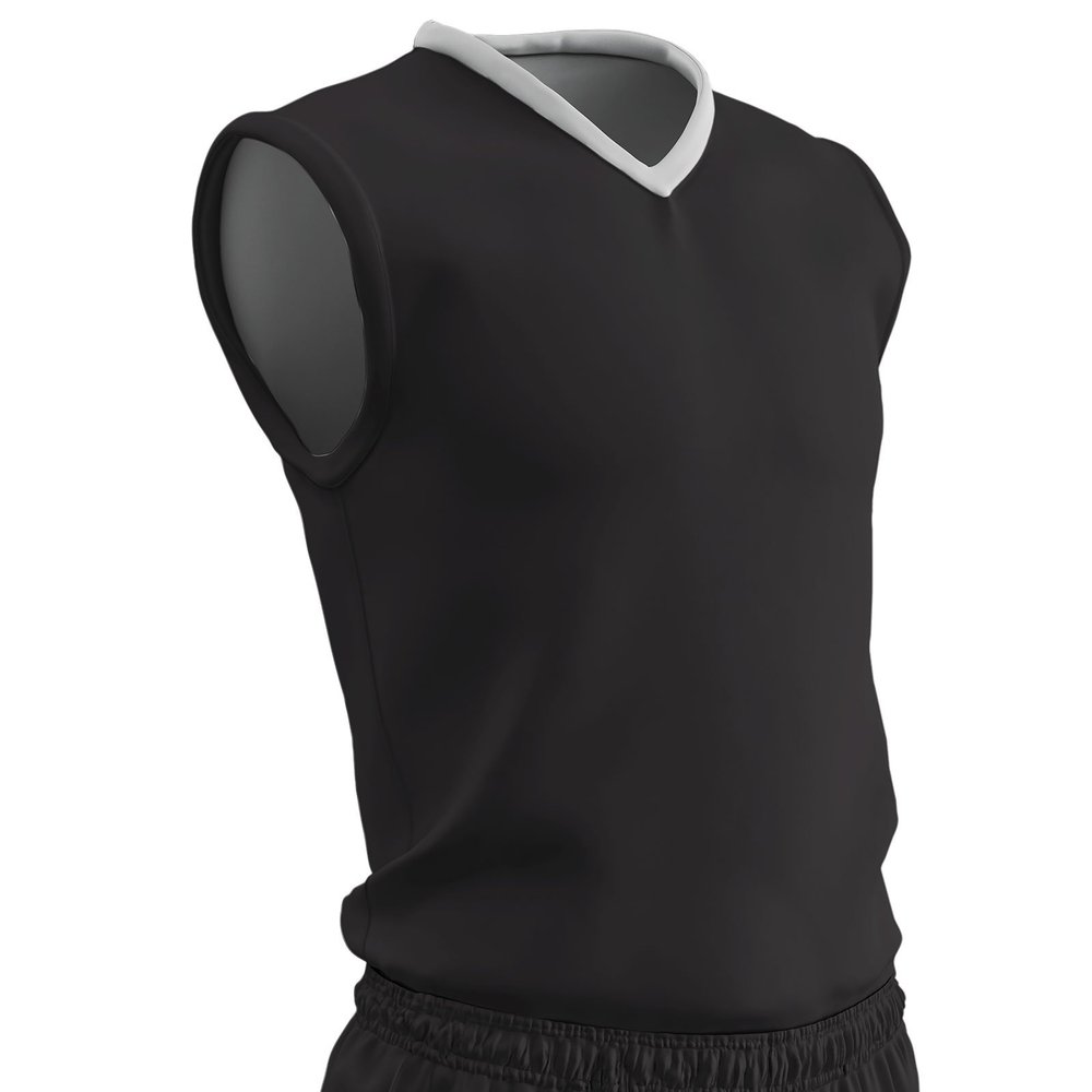 Champro Clutch Z-Cloth, Dri-Gear Reversible Basketball Jersey, Adult 2X-Large, Black, White
