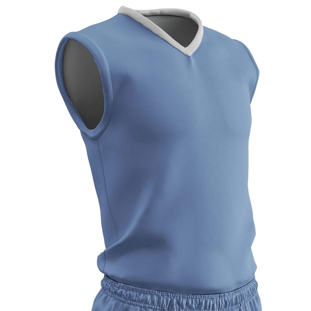 Champro Clutch Z-Cloth, Dri-Gear Reversible Basketball Jersey, Adult 2X-Large, Light Blue, White