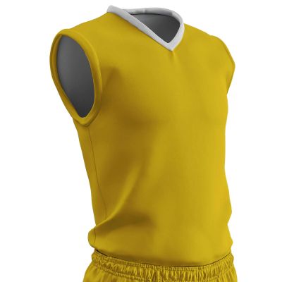 Champro Clutch Z-Cloth, Dri-Gear Reversible Basketball Jersey, Adult Large, Gold, White