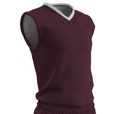 Champro Clutch Z-Cloth, Dri-Gear Reversible Basketball Jersey, Adult X-Large, Maroon, White