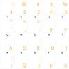 Dvorak Keyboard Decals ON Transparent Background with Blue, Orange, RED, White OR Yellow Lettering (Orange) view 1