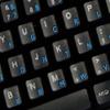 DVORAK NEW KEYBOARD DECALS ON TRANSPARENT BACKGROUND with BLUE, ORANGE, RED, WHITE OR YELLOW LETTERING (Blue) view 4