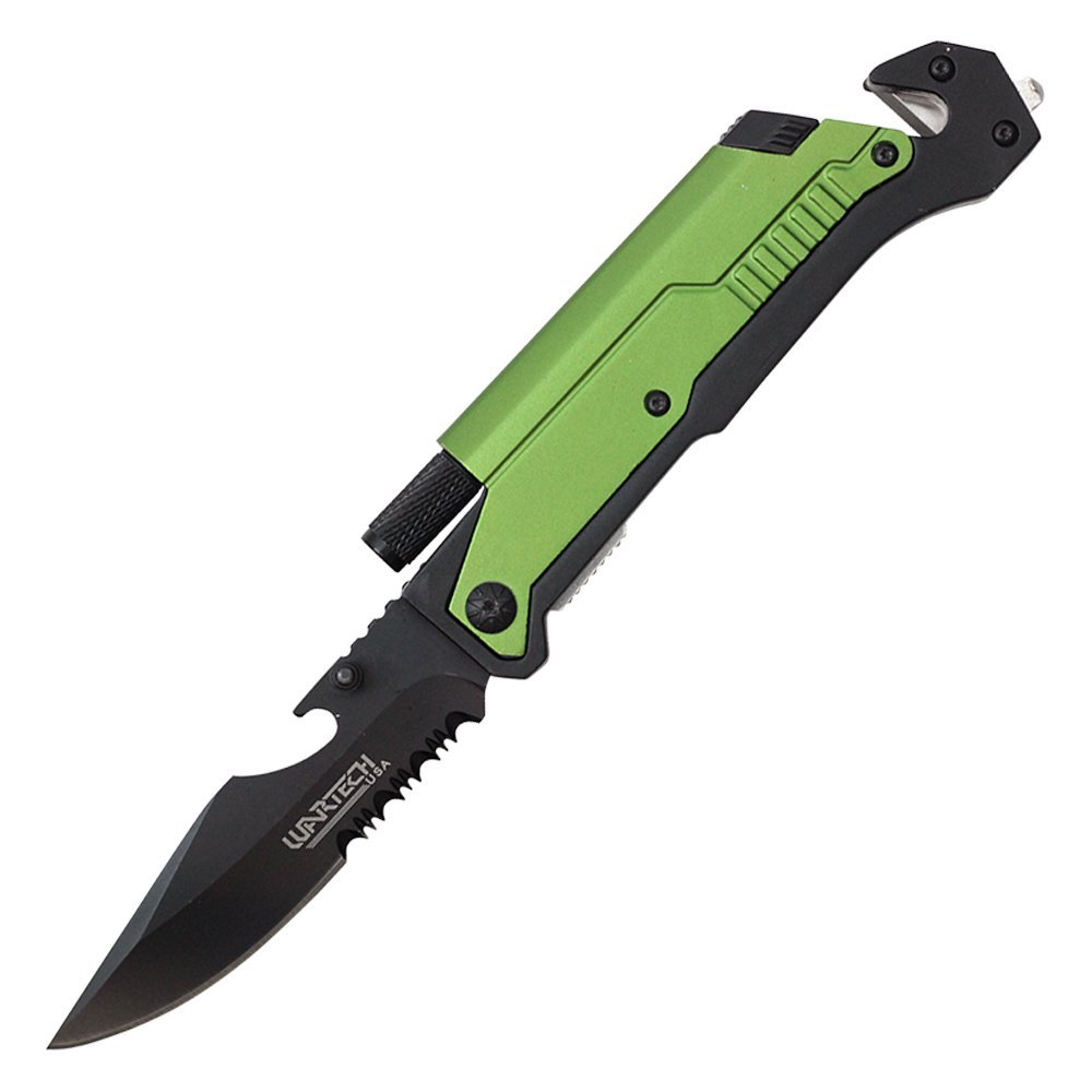 Wartech YC-S-9045-GN Spring Assisted 5 in 1 Pocket Knife, 8.5" Assorted colors)