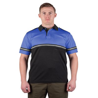 First Class Two Tone Bike Patrol Shirt with Reflective Stripes and Zipper Pocket (Royal Blue and Black) (2XL)