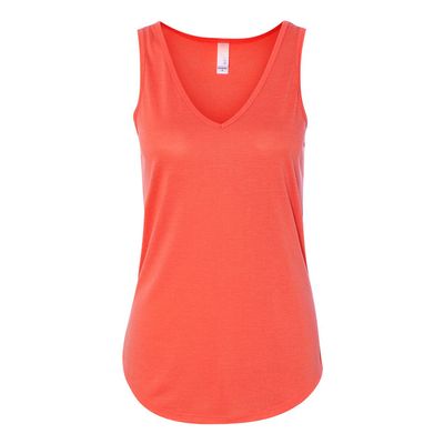 Bella + Canvas Ladies' Flowy V-Neck Tank (Coral) (Small)