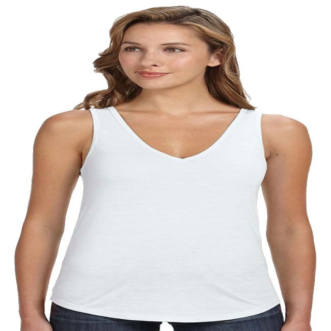 Bella + Canvas Ladies' Flowy V-Neck Tank (White) (2X-Large)
