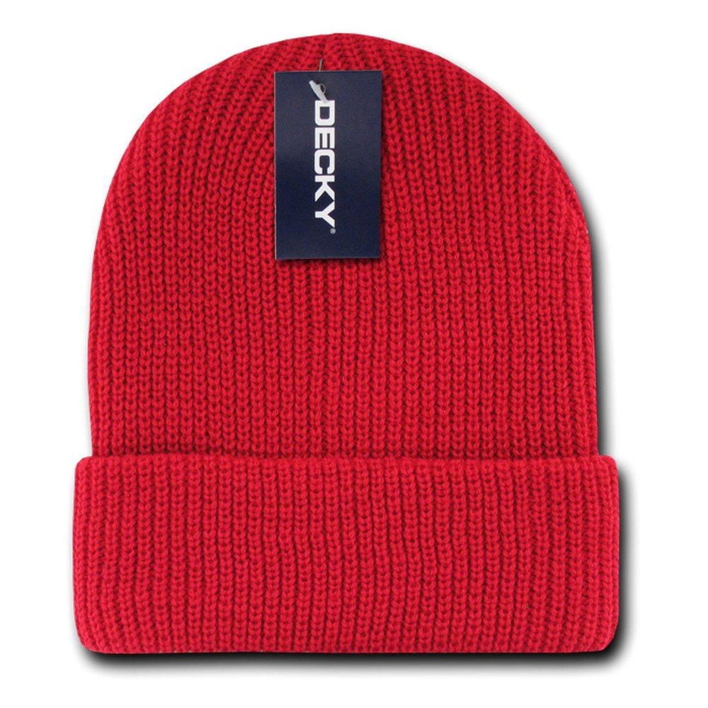 Decky inc GI Watch Acrylic Snug fit Braided Cuffed Beanies Skull Hat 600 Red