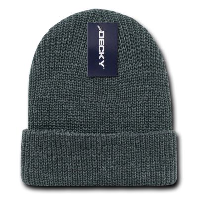 DECKY inc GI Watch Acrylic Snug fit Braided Cuffed Beanies Skull Hat 600 Heather Charcoal