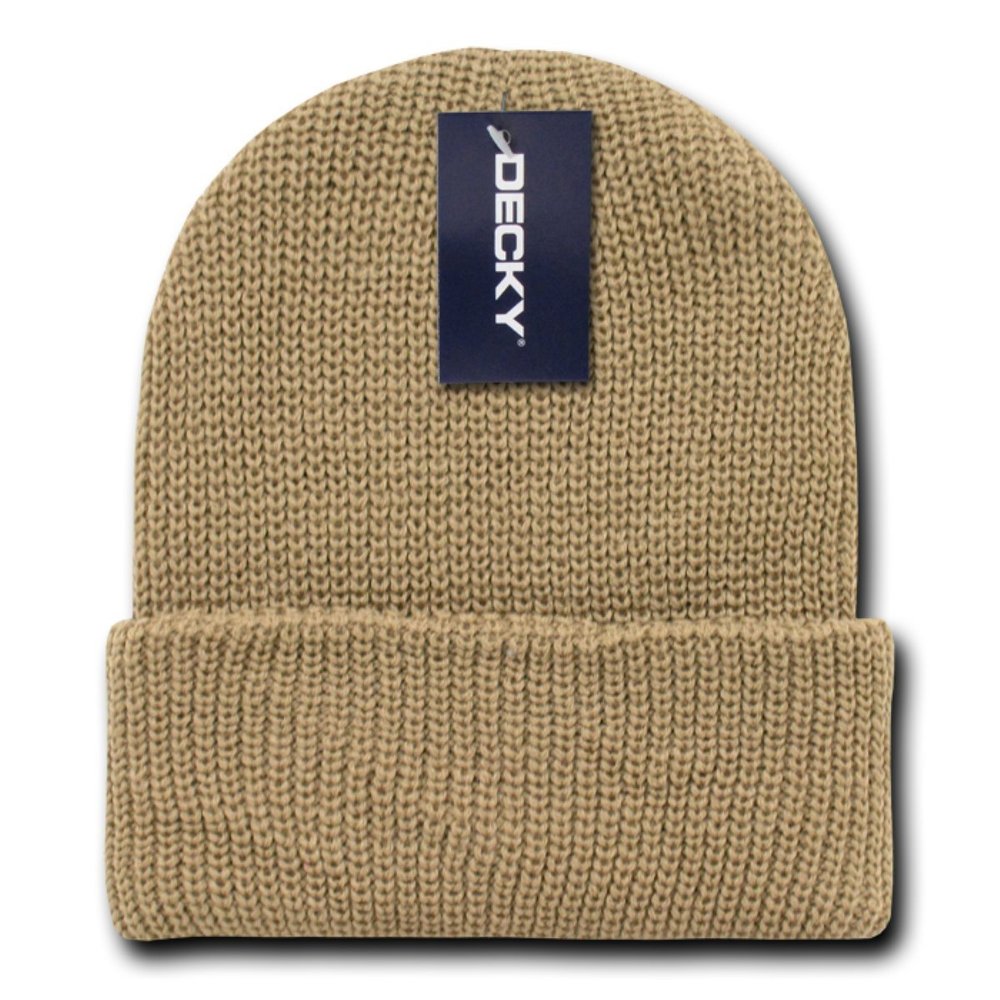 DECKY inc GI Watch Acrylic Snug fit Braided Cuffed Beanies Skull Hat 600 Khaki