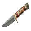SANZ Damascus Hunting Knife 7 Inch - Camping Knife with Stag Handle, Damascus Steel Blade & Sheath - Pocket Knife for Hunting, Outdoor uses & Camping view 2
