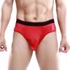 100% Silk Knit Mens Wide Waistband Briefs Men's[USXL,Red]