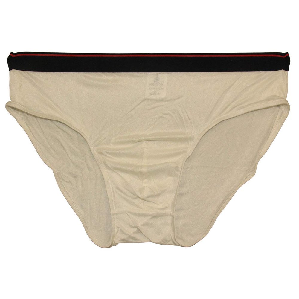 100% Silk Knit Mens Wide Waistband Briefs Men's[USXL,White]