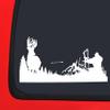 Archery Bow Hunter with Arrow in Air Whitetail - White Hunting window decal sticker view 1