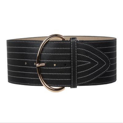 75mm Fashion Stitching Leather Belt Size: S/M - 32 Color: Black