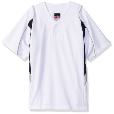 Alleson Athletic Boys Youth Baseball Jersey, White/Navy/Grey, Small