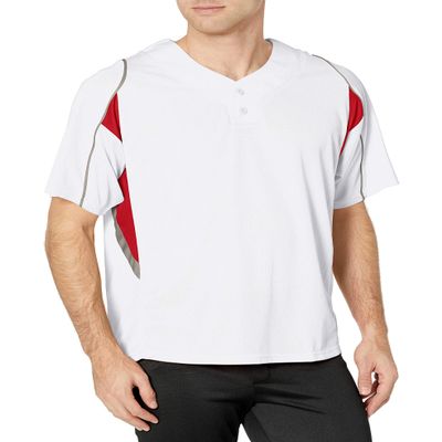 Alleson Athletic Men's Baseball Jersey, 3X-Large, White/Scarlet/Grey